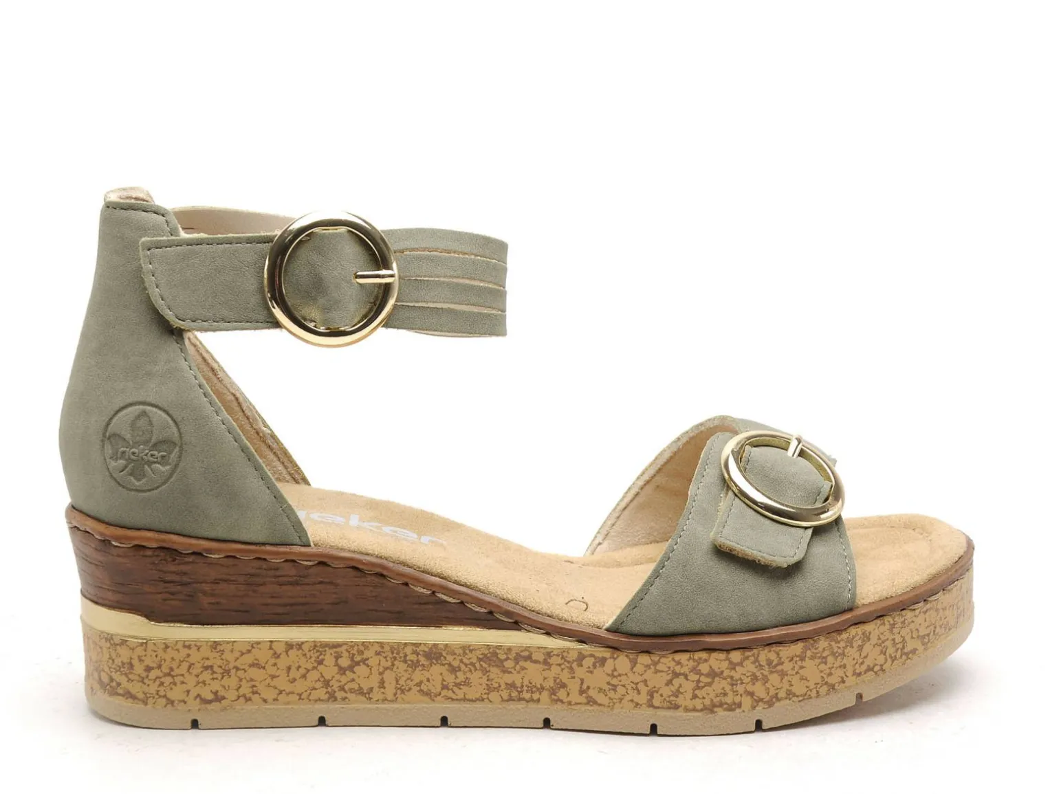Rieker 63780 Kaki Sandales à Talons Femme