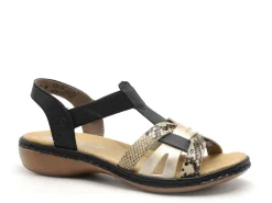 Rieker 65918 Noir Sandales Plates Femme