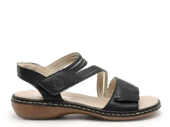 Rieker 65964 Noir Sandales Plates Femme
