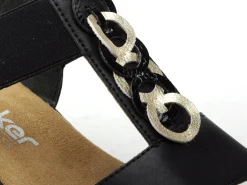 Rieker 67498 Noir Sandales à Talons Femme