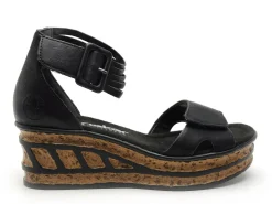 Rieker 68194 Noir Sandales à Talons Femme