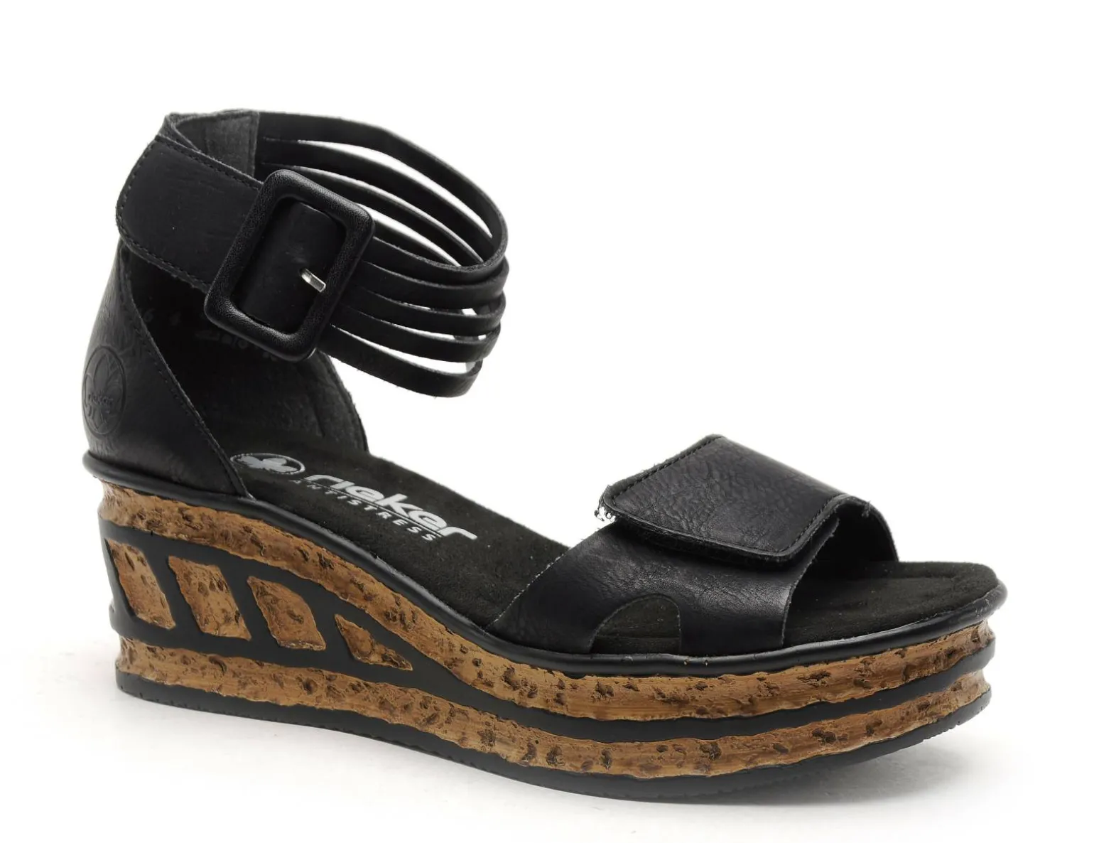 Rieker 68194 Noir Sandales à Talons Femme