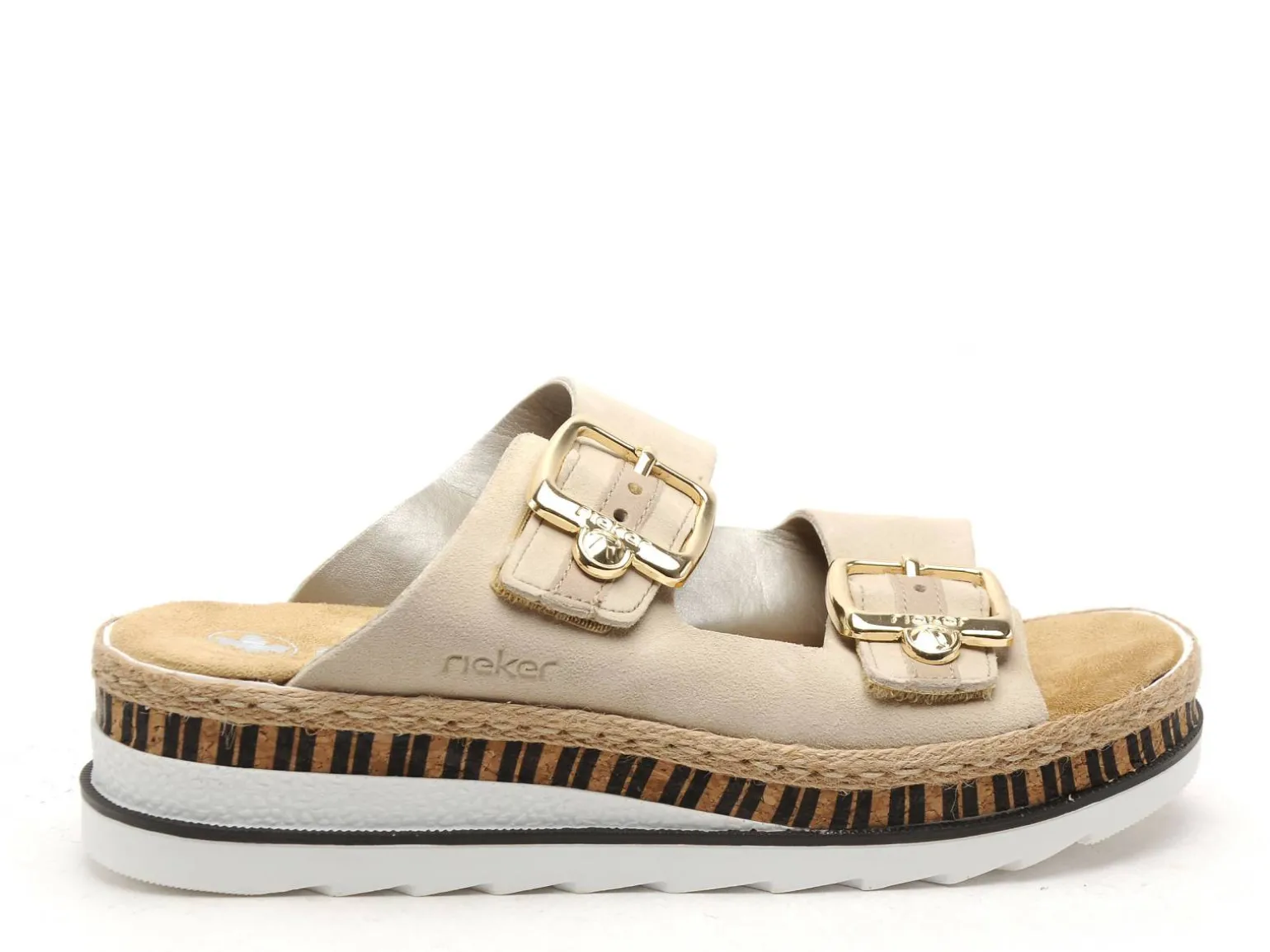 Rieker V7955 Beige Mules et Sabots à Talons Femme