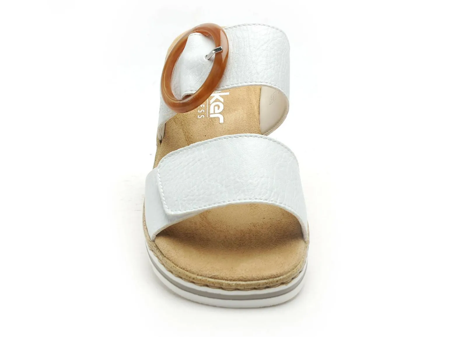 Rieker V0692 Blanc Mules et Sabots Plats Femme
