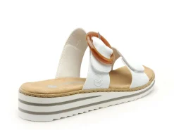 Rieker V0692 Blanc Mules et Sabots Plats Femme