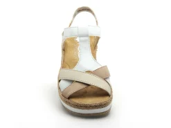 Rieker V0919 Blanc Sandales à Talons Femme