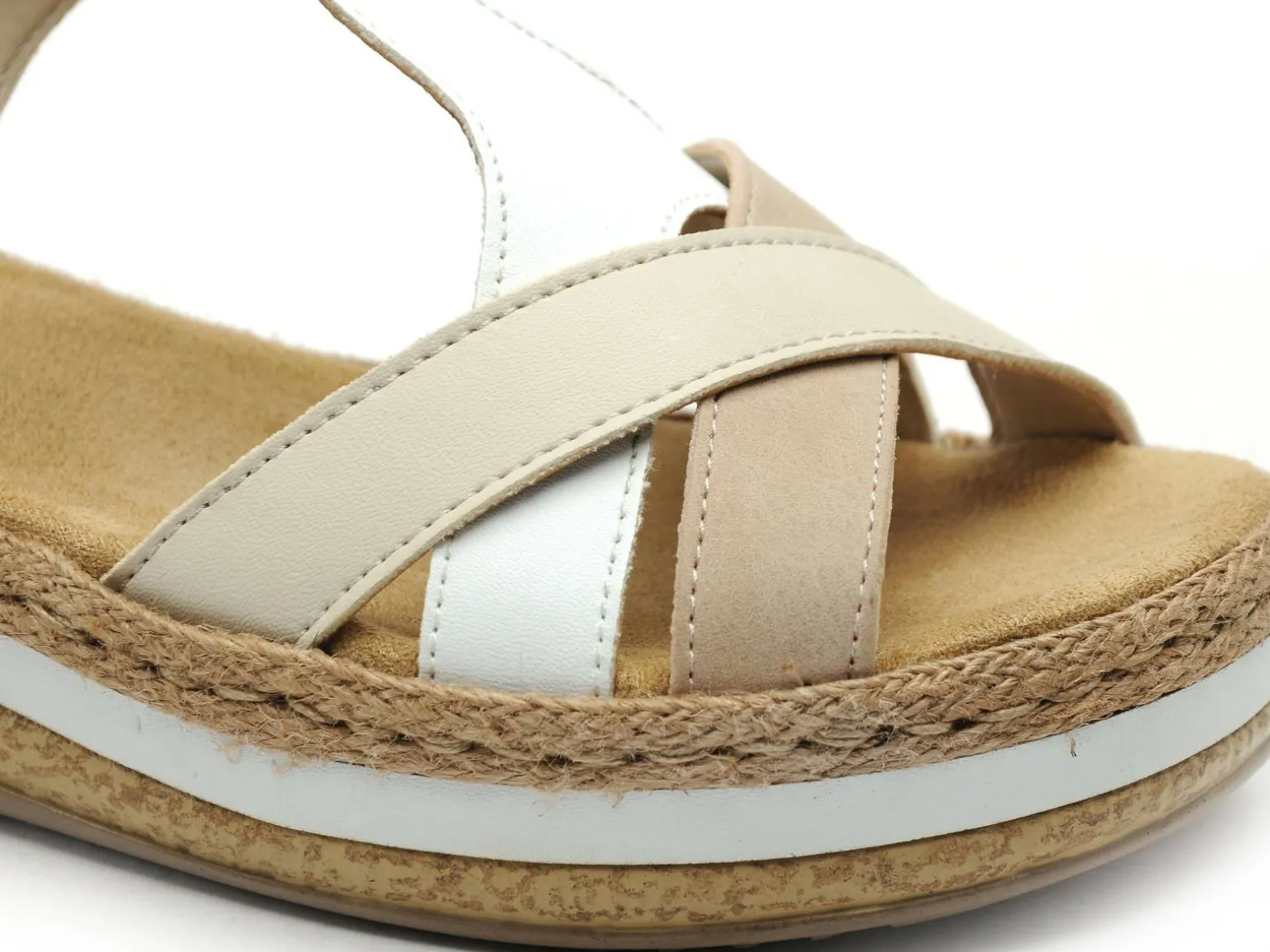 Rieker V0919 Blanc Sandales à Talons Femme