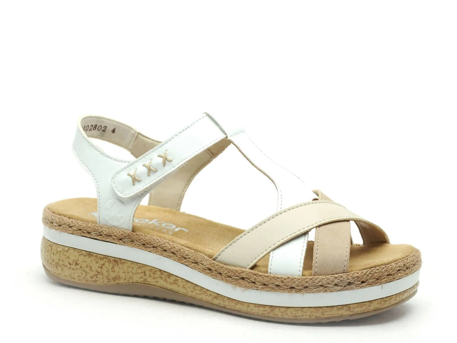 Rieker V0919 Blanc Sandales à Talons Femme
