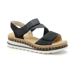Rieker V7974 Bleu Sandales à Talons Femme