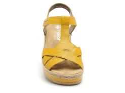 Rieker V0919 Jaune Sandales Plates Femme