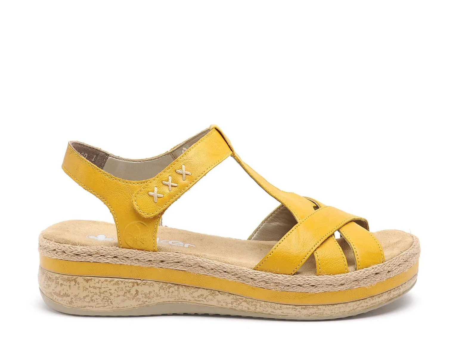 Rieker V0919 Jaune Sandales Plates Femme
