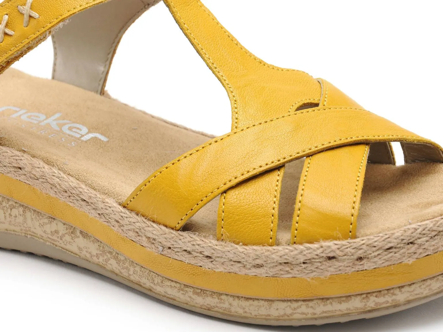Rieker V0919 Jaune Sandales Plates Femme