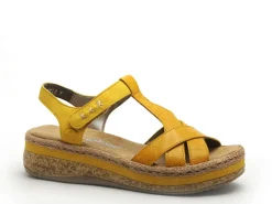 Rieker V0919 Jaune Sandales à Talons Femme