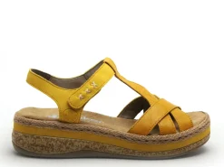 Rieker V0919 Jaune Sandales à Talons Femme
