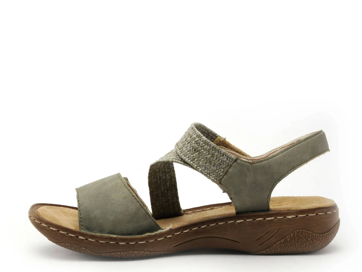 Rieker V2862 Kaki Sandales Plates Femme