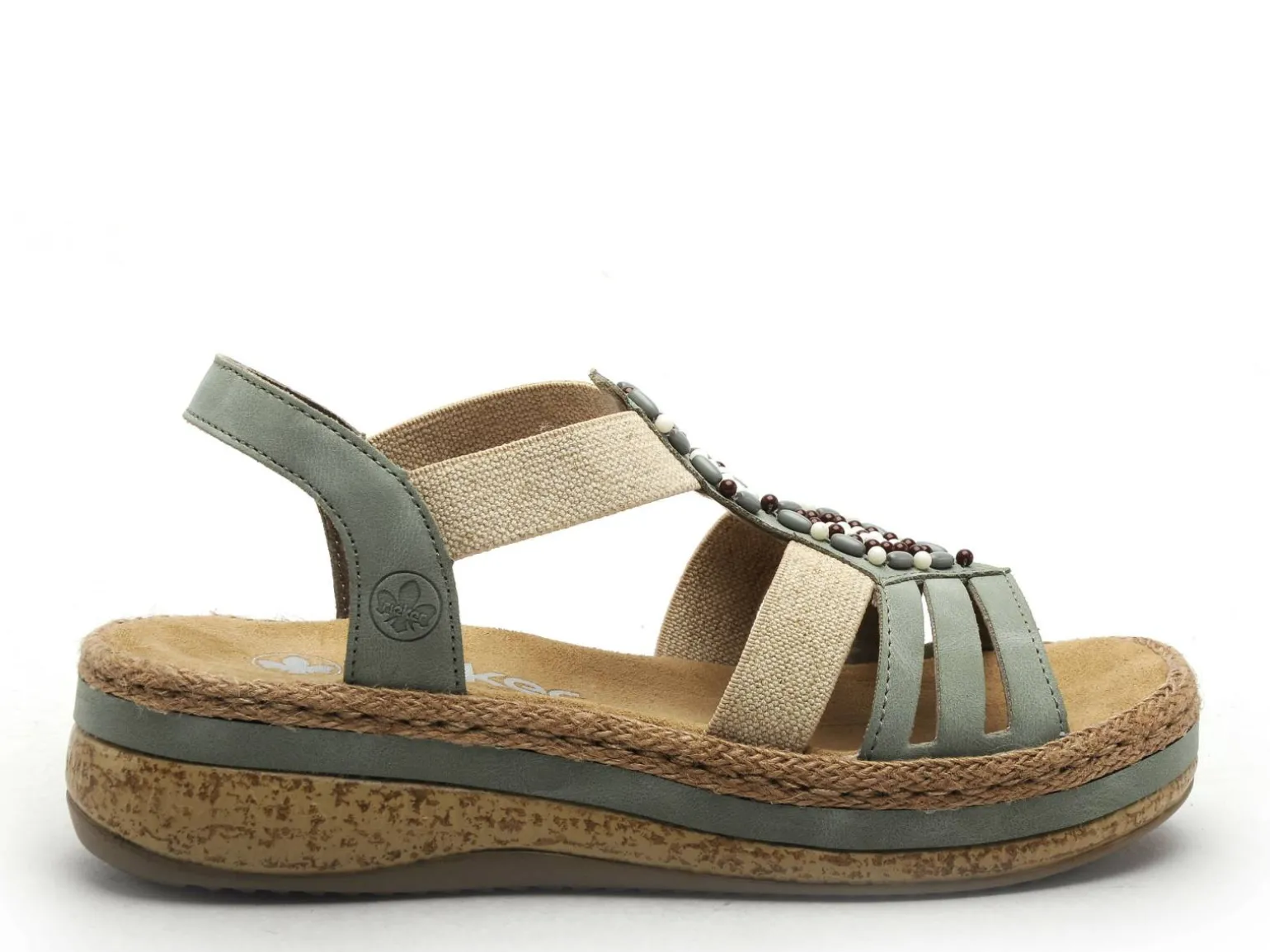 Rieker V0920 Kaki Sandales à Talons Femme