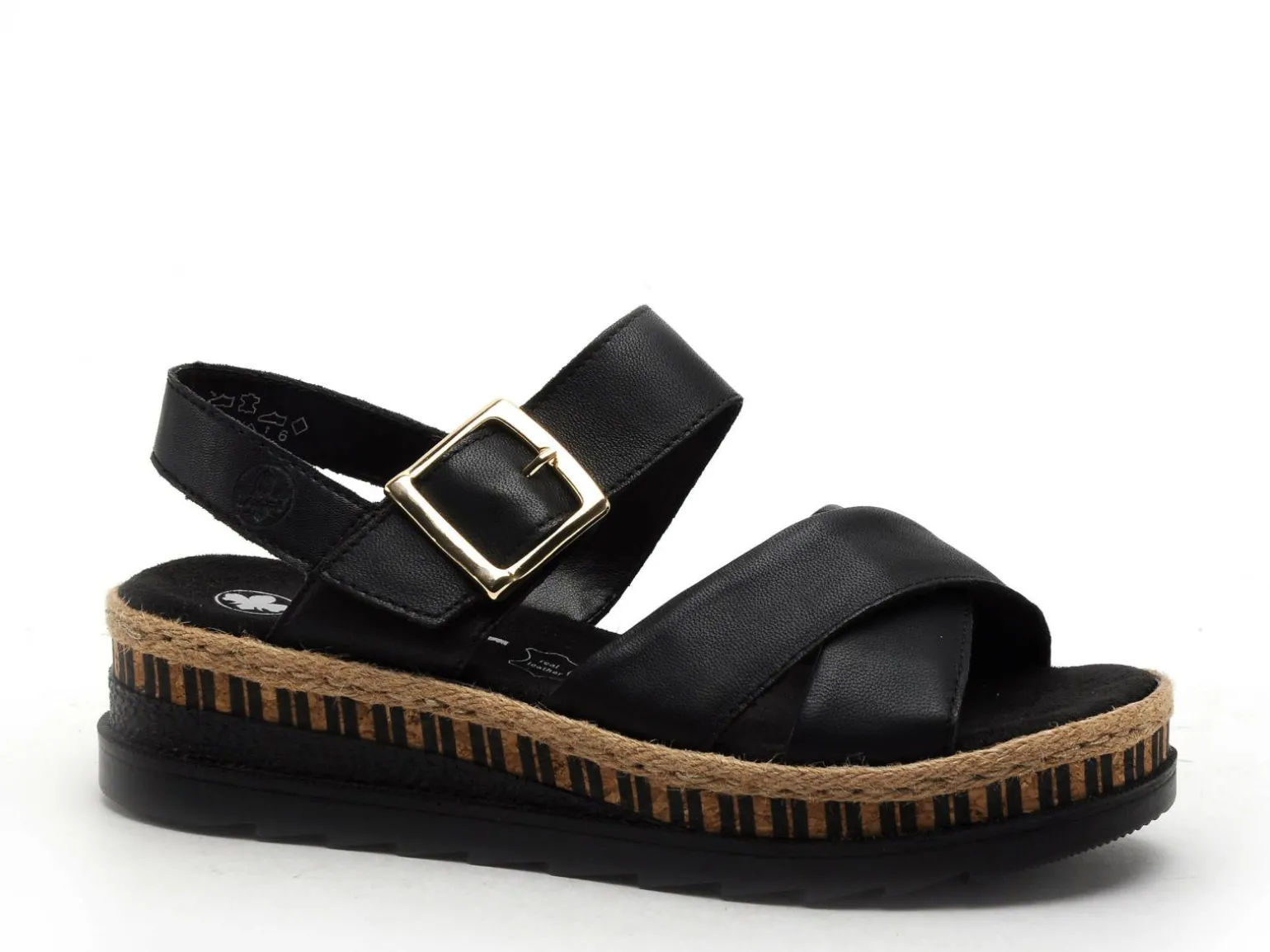 Rieker V7951 Noir Sandales à Talons Femme
