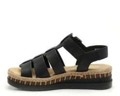 Rieker V7904 Noir Sandales à Talons Femme