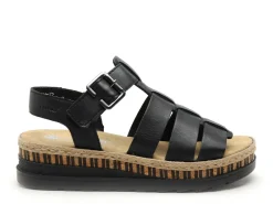 Rieker V7904 Noir Sandales à Talons Femme
