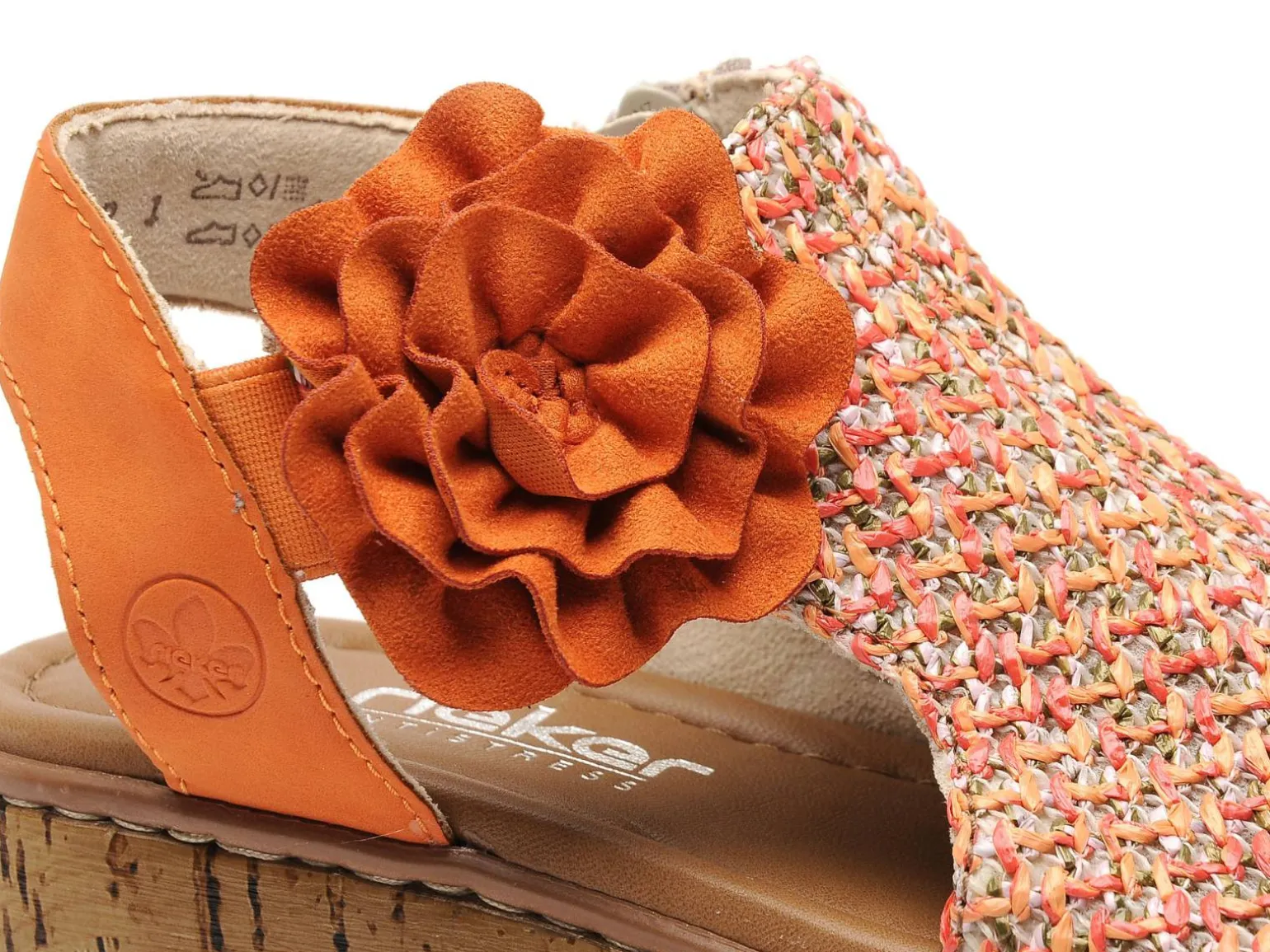 Rieker V1783 Orange Sandales à Talons Femme