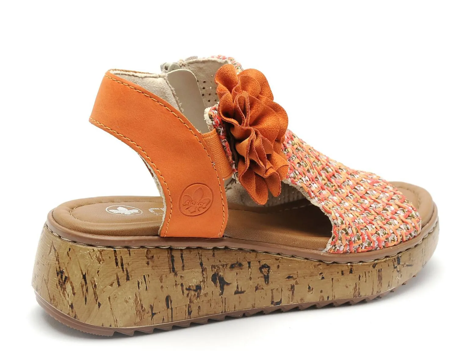 Rieker V1783 Orange Sandales à Talons Femme