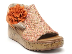 Rieker V1783 Orange Sandales à Talons Femme
