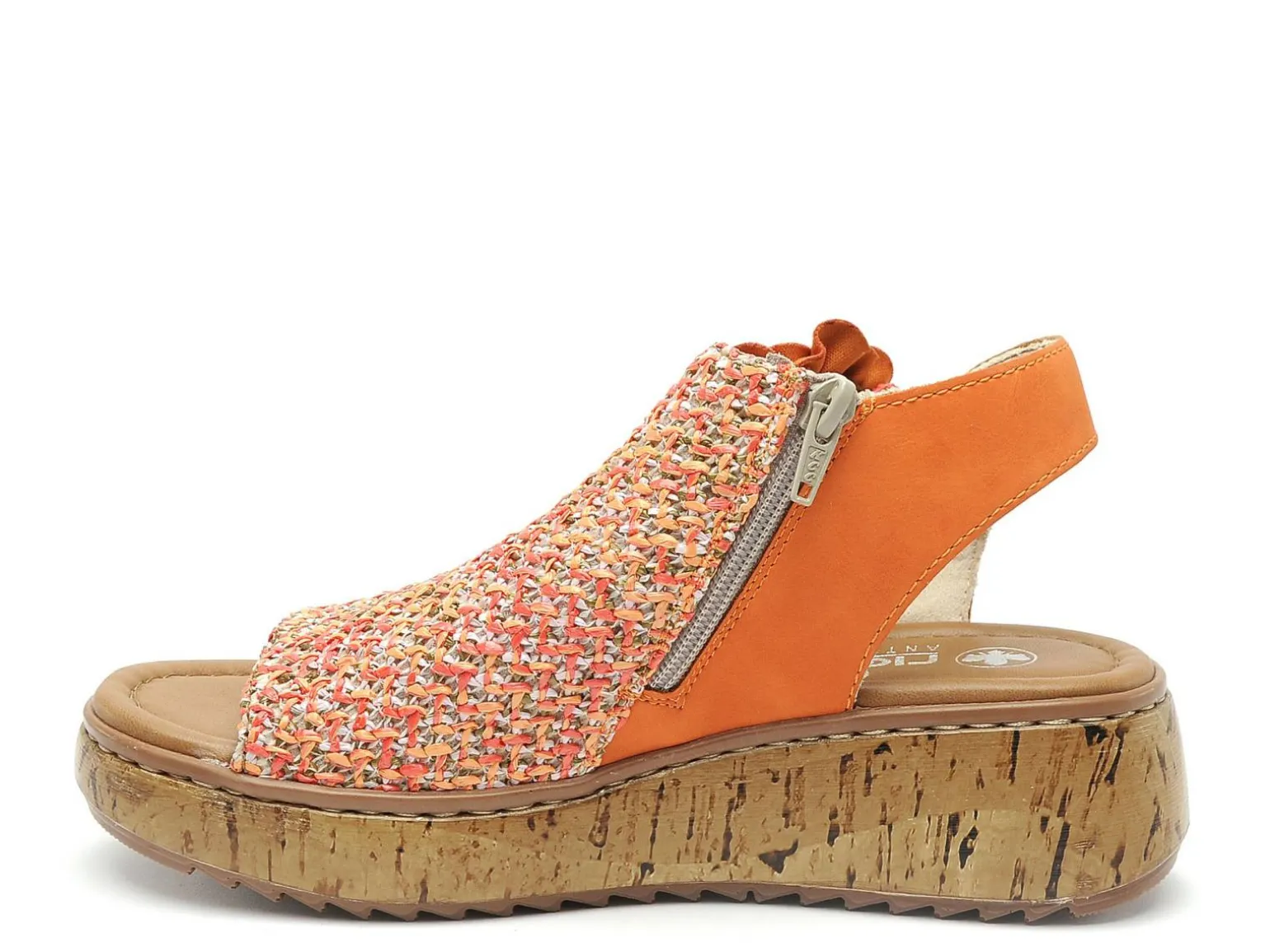 Rieker V1783 Orange Sandales à Talons Femme