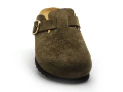 Scholl FAE Kaki Mules et Sabots Plats Femme