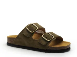 Scholl JOSEPHINE SUEDE Kaki Mules et Sabots Plats Femme