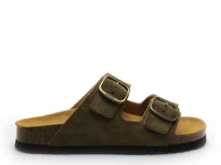 Scholl JOSEPHINE SUEDE Kaki Mules et Sabots Plats Femme