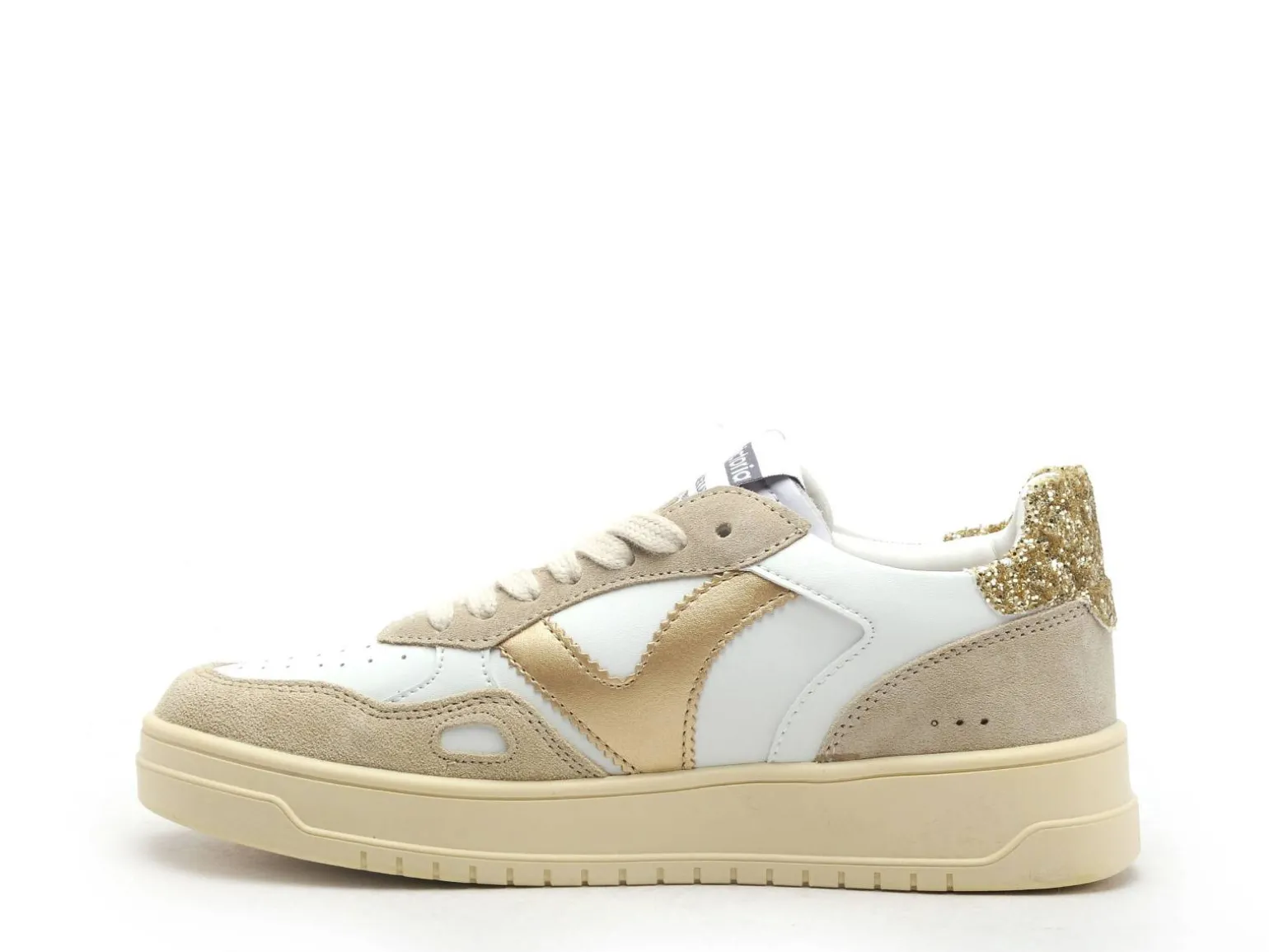 Victoria SEUL SERRAJE ET GLITTER Blanc Baskets Basses Femme